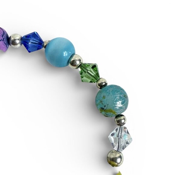 Sterling Silver Multi Gemstone Beaded Bracelet Crystal - Picture 5 of 10